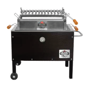 Caja China Master Junior Black + Parrilla De Ángulos Levadiza Galvanizada + Termómetro + Funda