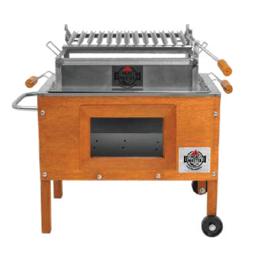 Caja China Master Junior + Vidrio Templado + Parrilla De Ángulos Levadiza Galvanizada + Termómetro